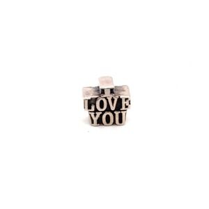 Sterling Silver I Love You Block Letter Charm Bead for Bracelet